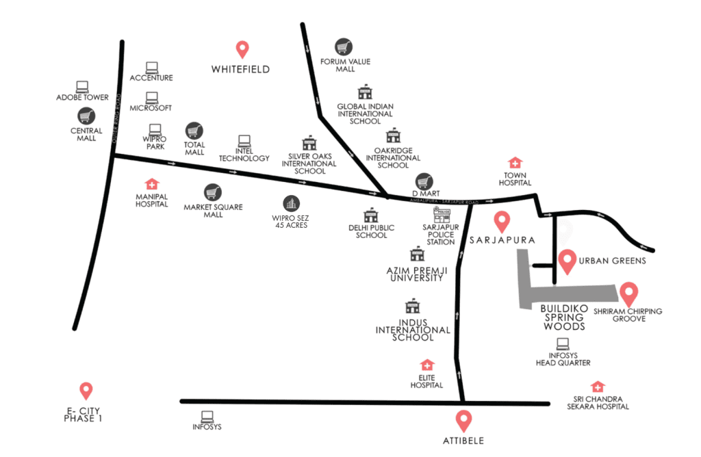 Buildiko Spring Woods Location Map